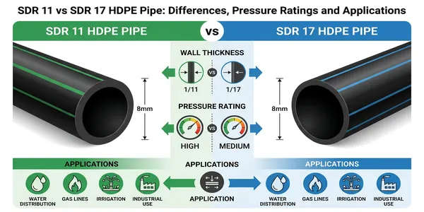 SDR 11 vs SDR 17 HDPE Pipe: Differences, Pressure Ratings and Applications