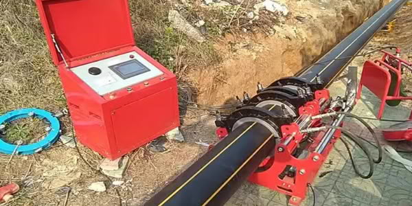 Fully automatic hydraulic hot melt welding machine is used in geothermal heating projects